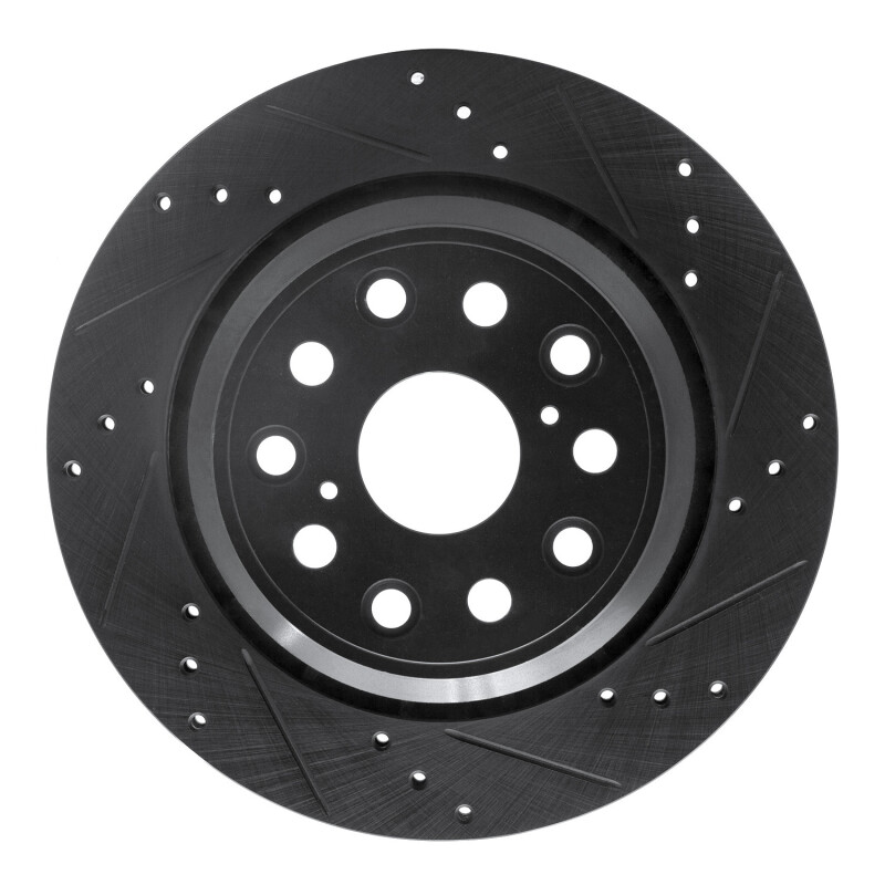 Lexus LS460 Brake Rotor (1) - Rear Right - R1 Concepts - Drilled & Slotted - Black - `07-`17